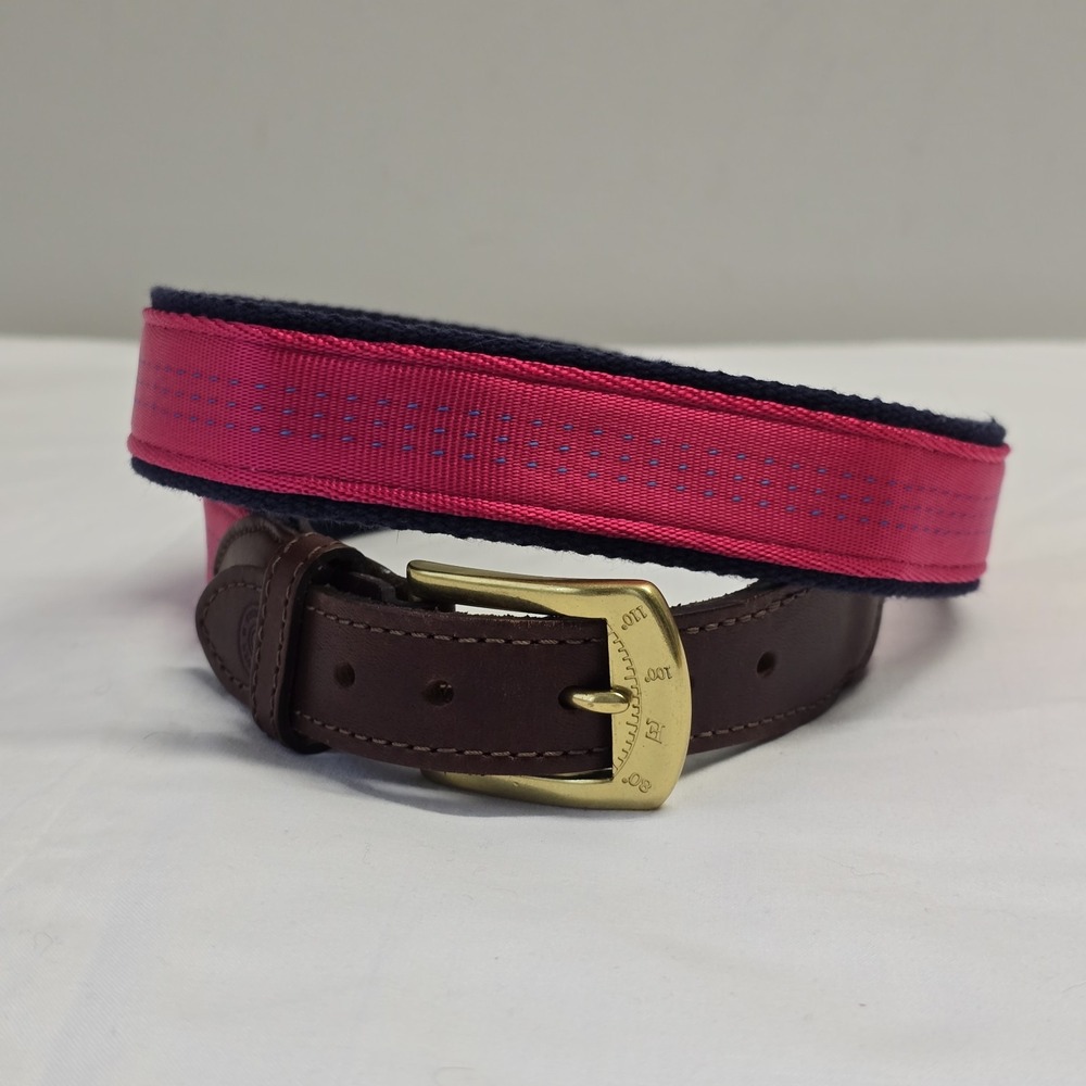 York‎ River Traders Belt Men’s Canvas Leather Trim Pink Size 38
